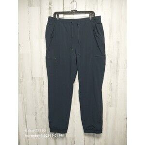 Eddie Bauer Fleece Lined Pants Women's 16 Navy Blue Windbreaker Pull On Casual